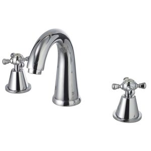 double-handle washbasin mixer tap / free-standing / chrome-plated brass / bathroom