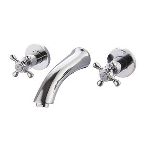 double-handle washbasin mixer tap / built-in / chrome-plated brass / bathroom