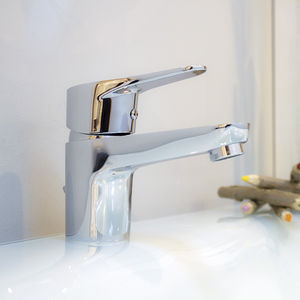 washbasin mixer tap / chrome-plated brass / bathroom / 1-hole