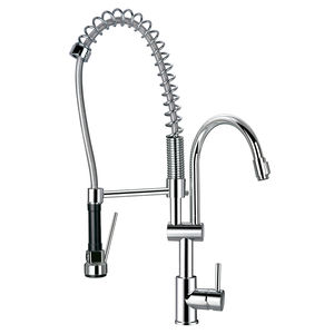 chrome-plated brass mixer tap / kitchen / 1-hole / with pull-out spray