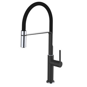 chrome-plated brass mixer tap / kitchen / 1-hole / with pull-out spray