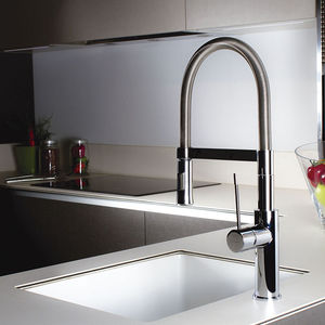 chrome-plated brass mixer tap / kitchen / 1-hole / commercial