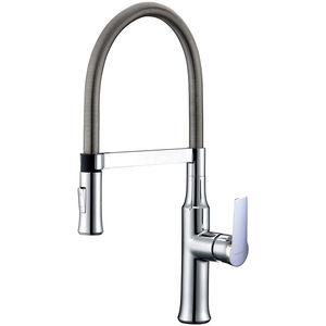 chrome-plated brass mixer tap / bathroom / 1-hole / with pull-out spray