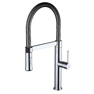 chrome-plated brass mixer tap / kitchen / 1-hole / with pull-out spray