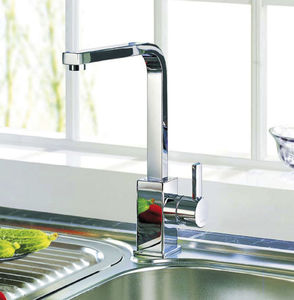 chrome-plated brass mixer tap / kitchen / 1-hole / commercial