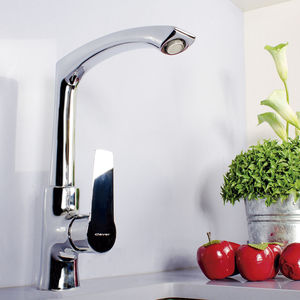 chrome-plated brass mixer tap / kitchen / 1-hole / for hotels