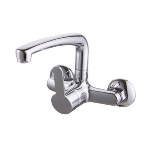 wall-mounted mixer tap / chrome-plated brass / kitchen / 2-hole