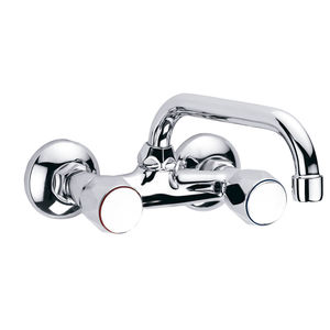 wall-mounted double-handle mixer tap / chrome-plated brass / kitchen / 2-hole