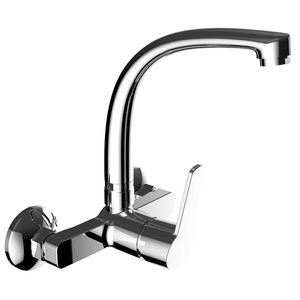 wall-mounted mixer tap / chrome-plated brass / kitchen / 2-hole