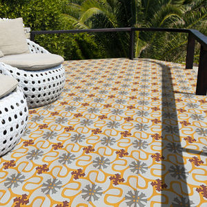 outdoor encaustic cement tile / floor / floral / matte
