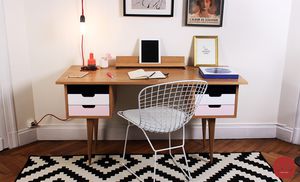 oak desk / walnut / MDF / solid wood