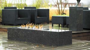 gas fireplace / contemporary / open hearth / free-standing