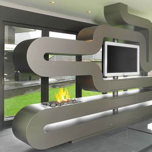 gas fireplace / original design / open hearth / central