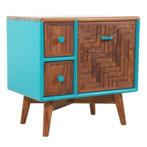traditional chest of drawers / solid wood / teak / blue