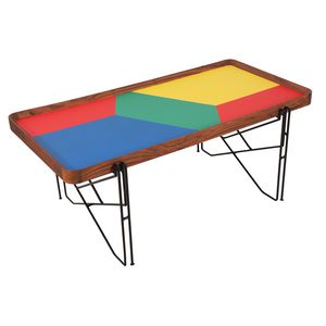 contemporary table / solid wood / plywood / metal