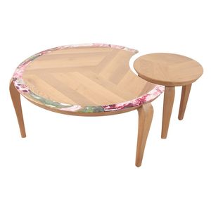 contemporary coffee table / solid wood / round / living room