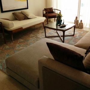 contemporary coffee table / teak / glass / round