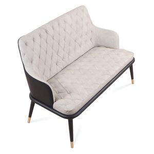 traditional sofa / leather / solid wood / commercial