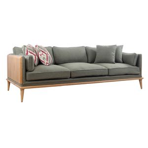 traditional sofa / fabric / solid wood / commercial