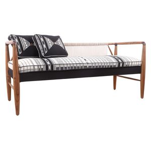 traditional sofa / fabric / teak / commercial