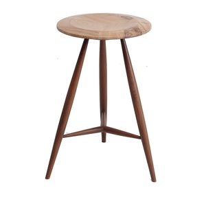 contemporary stool / teak / black / green