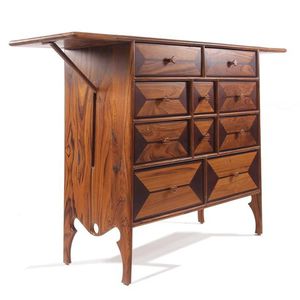 traditional chest of drawers / solid wood / teak / brown