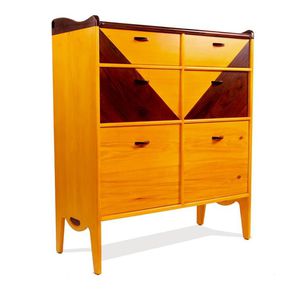 contemporary chest of drawers / solid wood / yellow