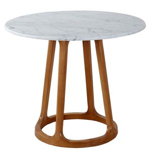contemporary table / solid wood / marble / round
