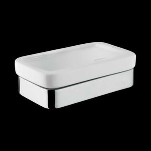 wall-mounted soap dish / chrome-plated brass / ceramic