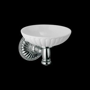 wall-mounted soap dish / chrome-plated brass / gold-plated brass / ceramic
