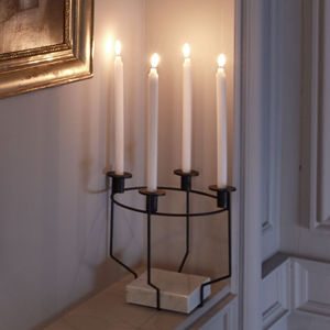 metal candle holder / marble