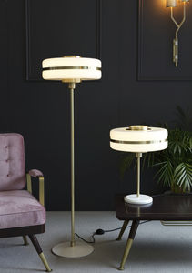 floor-standing lamp / contemporary / brass / opalescent glass