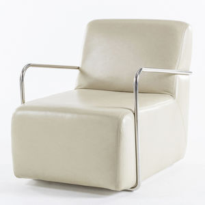 contemporary armchair / leather / stainless steel / contract