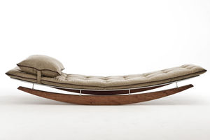 contemporary day-bed / leather / fabric / home