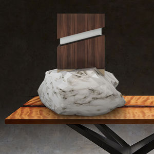 table lamp / contemporary / marble / walnut