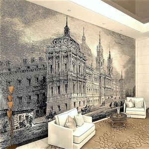 unique wallpaper / nonwoven fabric / sketch / art print
