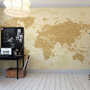 traditional wallpaper / nonwoven fabric / vinyl / map