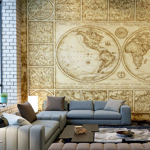 traditional wallpaper / nonwoven fabric / vinyl / map