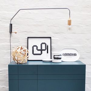 contemporary wall light / oak / brass / linear