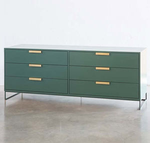 contemporary chest of drawers / wooden / brass / custom