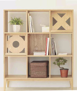 contemporary bookcase / oak / walnut