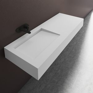 wall-mounted washbasin / rectangular / Corian® / contemporary