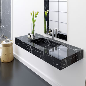 wall-mounted washbasin / rectangular / marble / contemporary