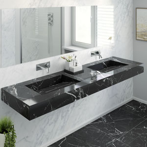 Carrara Marble Washbasin Sagitta Slim Riluxa Wall Mounted With