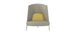contemporary visitor armchair / fabric / leather / high-back