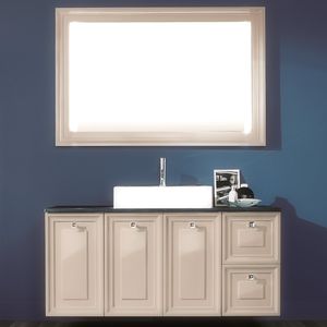 wall-hung washbasin cabinet / wooden / traditional / with mirror