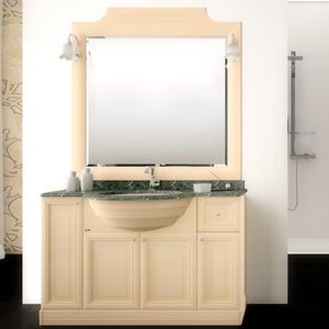 free-standing washbasin cabinet / wooden / traditional / with mirror