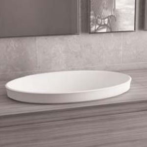 semi-recessed washbasin / oval / Solid Surface / contemporary
