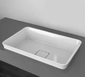 semi-recessed washbasin / rectangular / Solid Surface / contemporary
