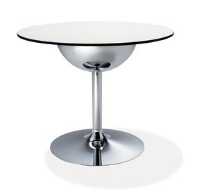 contemporary table / polyurethane / HPL / chrome steel